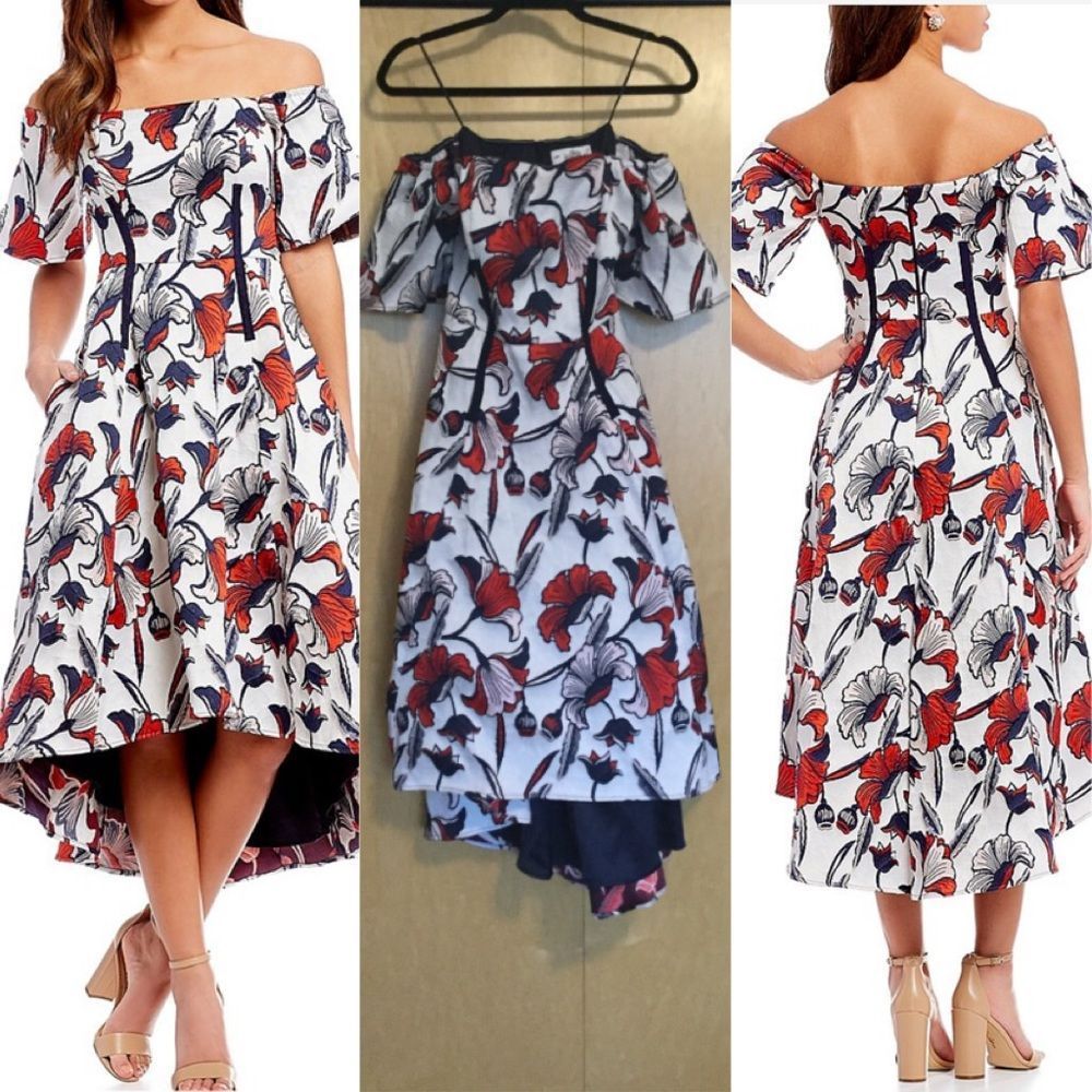 Belle Badgley Mischka Floral Jaquard High Low - Picture 3 of 8
